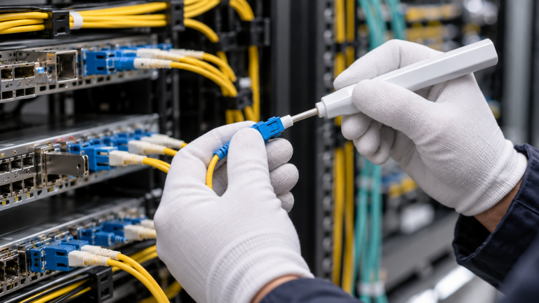 fibre optic connector cleaning